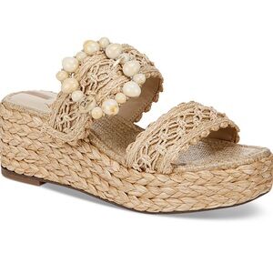 Sam Edelman Candace Raffia Wedge Espadrille Platform Sandals 10.5 (fits like 10)